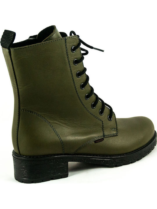 Leather Women's Ankle Boots Green
