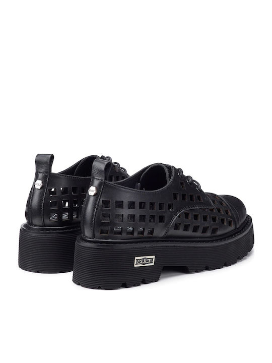 Leder Damen Derby in Schwarz Farbe