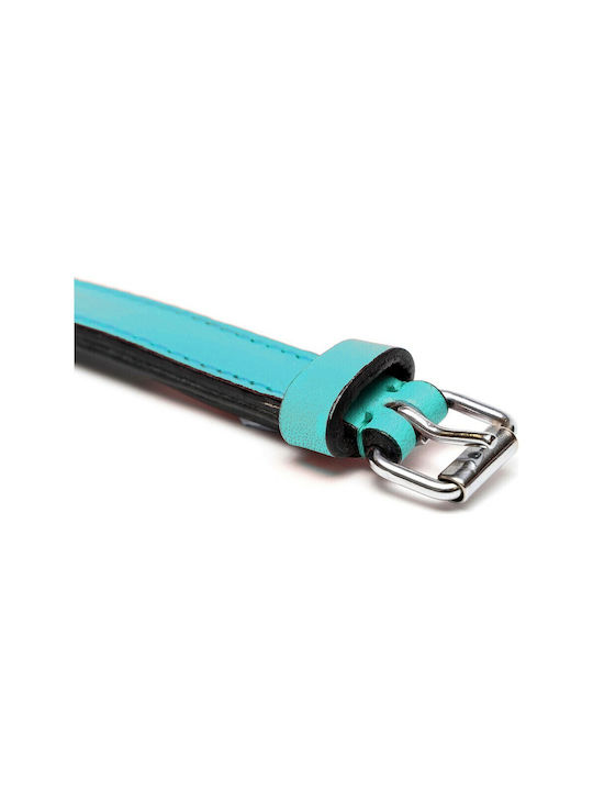 Gloriapets Soft Padded Κολάρο Σκύλου Δερμάτινο σε Τιρκουάζ χρώμα 15mm x 30cm