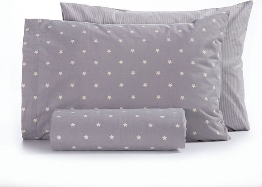Nef-Nef Homeware Precious Set Kids Duvet Cover Single with Pillowcase Cotton Gray 160x230cm
