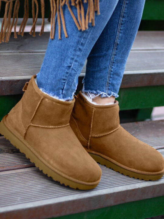 Ugg Australia Classic Mini II Велурени Дамски Ботуши с Козина Кестеняви