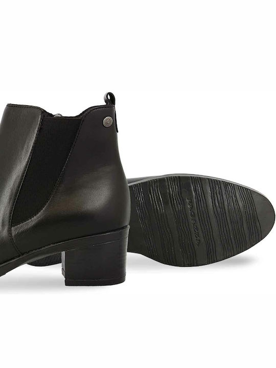 Leather Women's Ankle Boots with Medium Heel Black