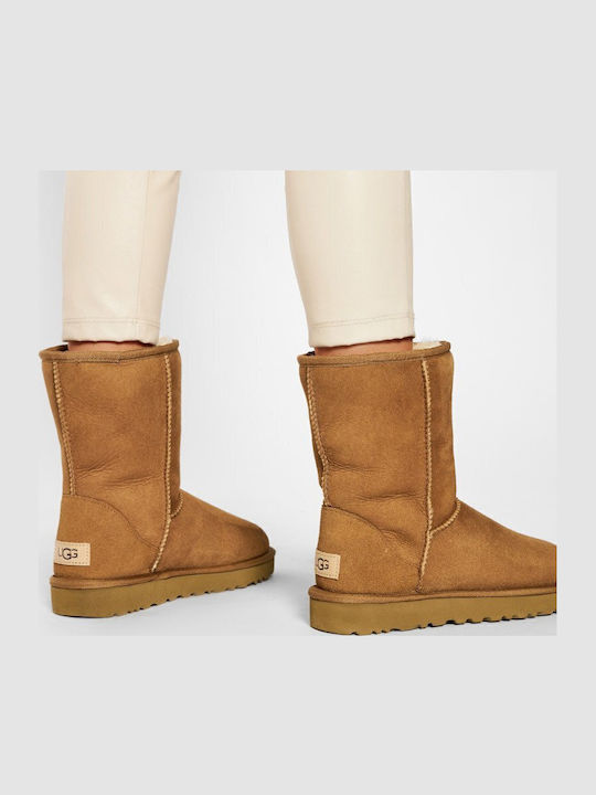 Suede Snow Boots with Fur Classic Short II Chestnut