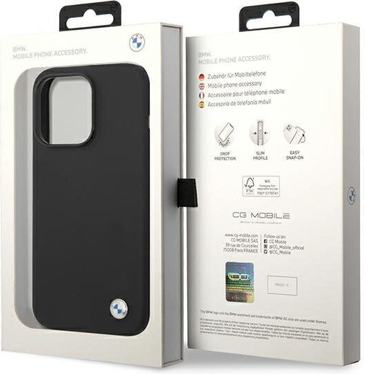 BMW Metal Logo Back Cover Plastic Negru (iPhone 14 Pro Max)