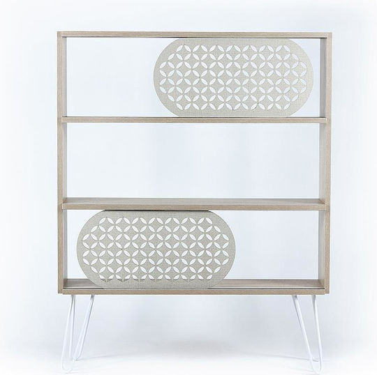Bibliotecă Illia Stejar/Alb 94x25x117 cm
