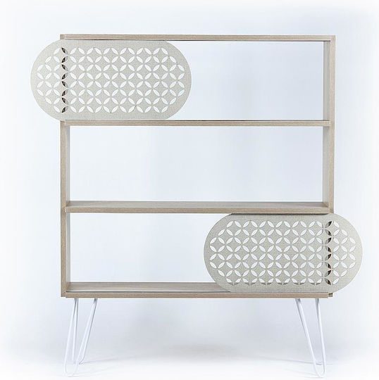 Bibliotecă Illia Stejar/Alb 94x25x117 cm