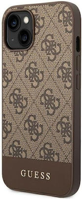 Guess 4g Stripe Collection Plastic Back Cover Brown (iPhone 14 Plus)