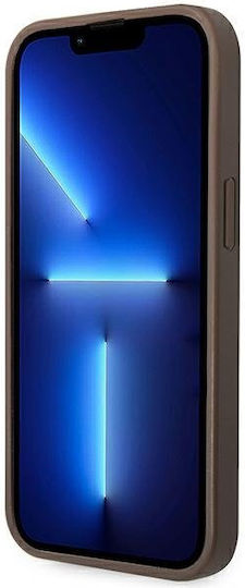 Guess Metal Logo Back Cover Plastic Brown (iPhone 14)