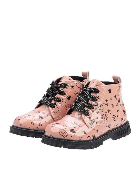 Kids Boots from Patent Leather with Zipper Pink