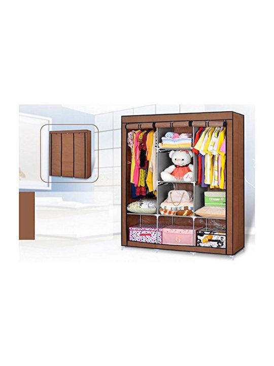 Factory Fabric Wardrobe with Shelves in Red Color 130x45x175cm