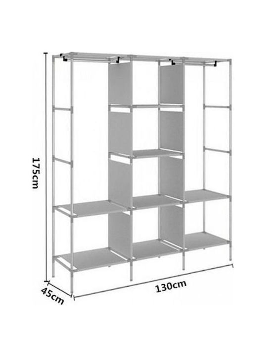 Factory Fabric Wardrobe with Shelves in Red Color 130x45x175cm