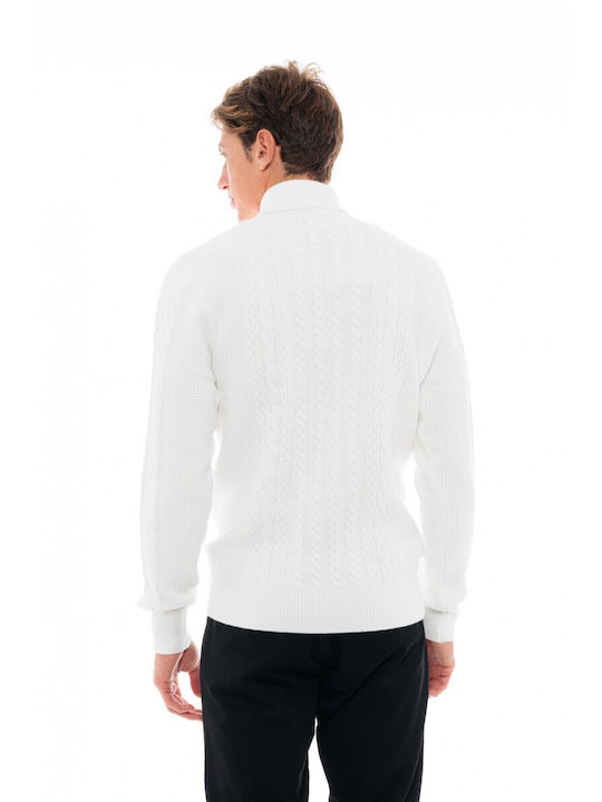 Biston Men's Long Sleeve Sweater Turtleneck White