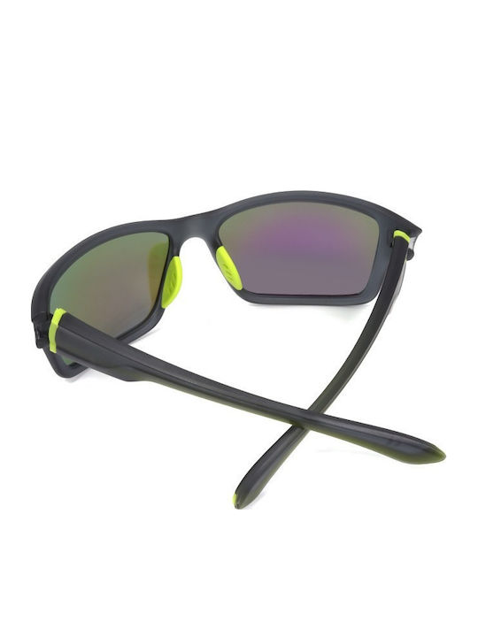 Polareye Men's Sunglasses with Gray Plastic Frame and Green Polarized Lens PTE2138