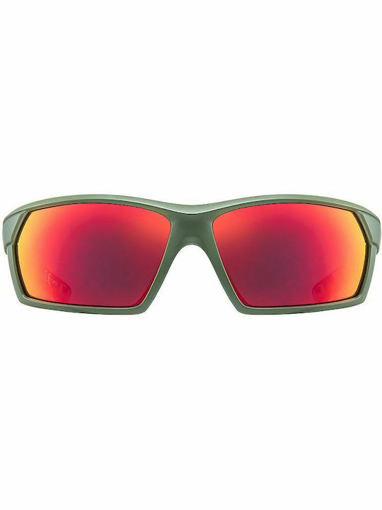 Uvex Sportstyle 225 Men's Sunglasses with Green Plastic Frame and Red Lens S5320257716