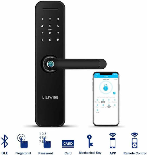 Liliwise Ηλεκτρονική Κλειδαριά TTLOCK σε χρώμα Μαύρο με Σύνδεση Bluetooth