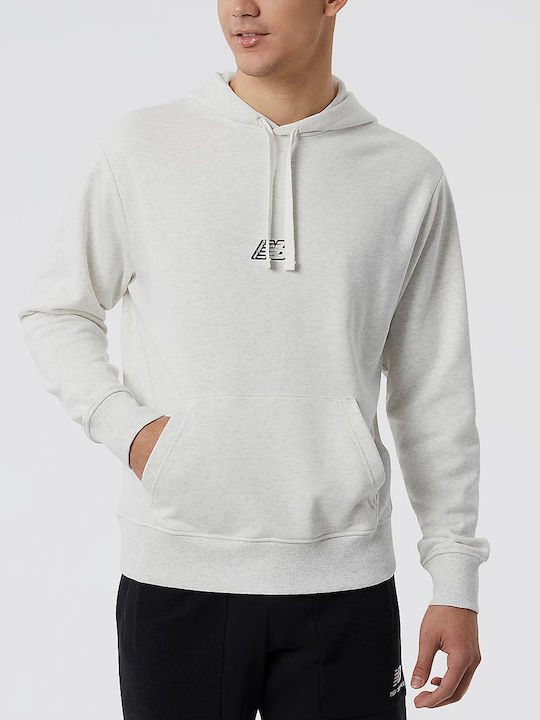 New Balance Men's Sweatshirt with Hood and Pockets White