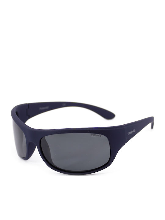 Polaroid Men's Sunglasses with Blue Plastic Frame and Black Polarized Lens P07886 SZA/Y2