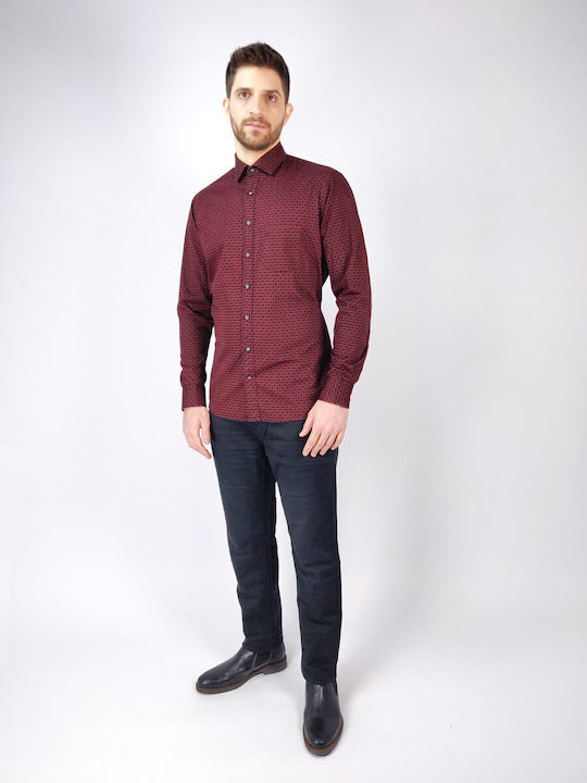 Olymp Men's Shirt Long Sleeve Burgundy