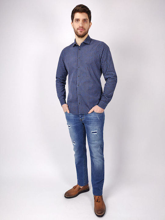 Olymp Men's Shirt Long Sleeve Flannel Blue