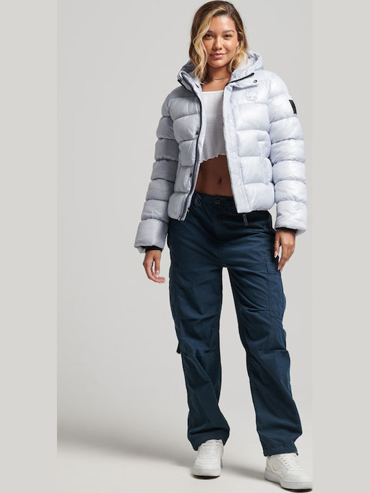 D3 Code Xpd Κοντό Γυναικείο Puffer Μπουφάν για Χειμώνα Γαλάζιο