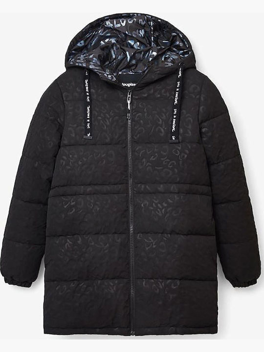 Kalmar Women's Long Puffer Jacket for Winter with Hood Black