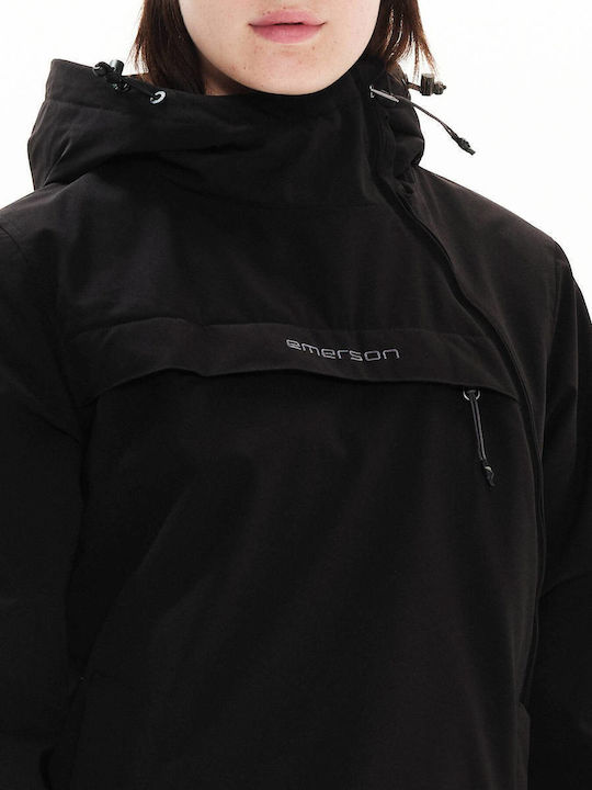 Women's Short Sports Jacket for Winter with Hood Black