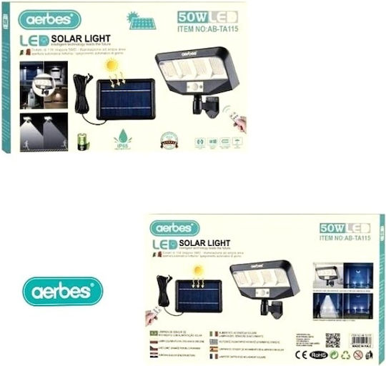 Aerbes AB-TA116 Street Solar Light 50W with Motion Sensor, Photocell and Remote Control 12cmx24cmcm