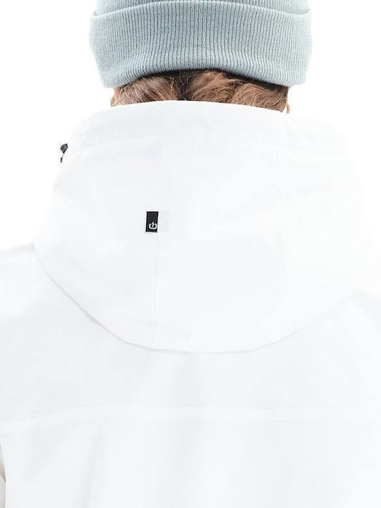 Women's Short Sports Jacket for Winter with Hood White