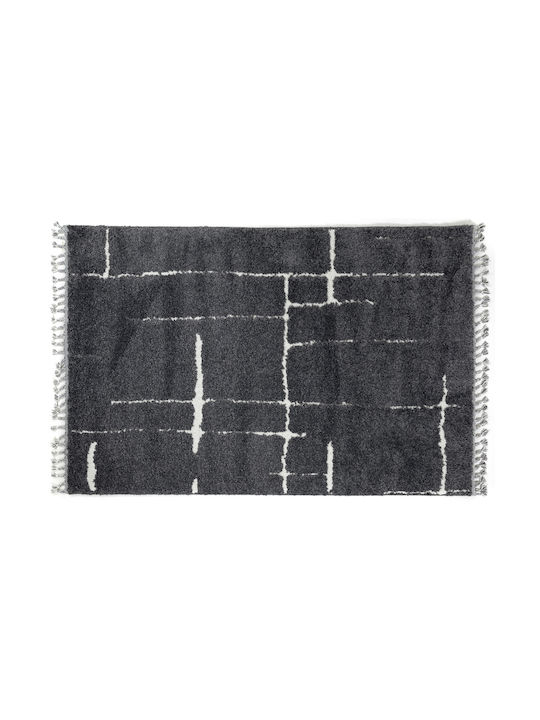 Ezzo Soffice B598AX2 Covor Rectangular Shaggy cu franjuri Cărbune de lemn