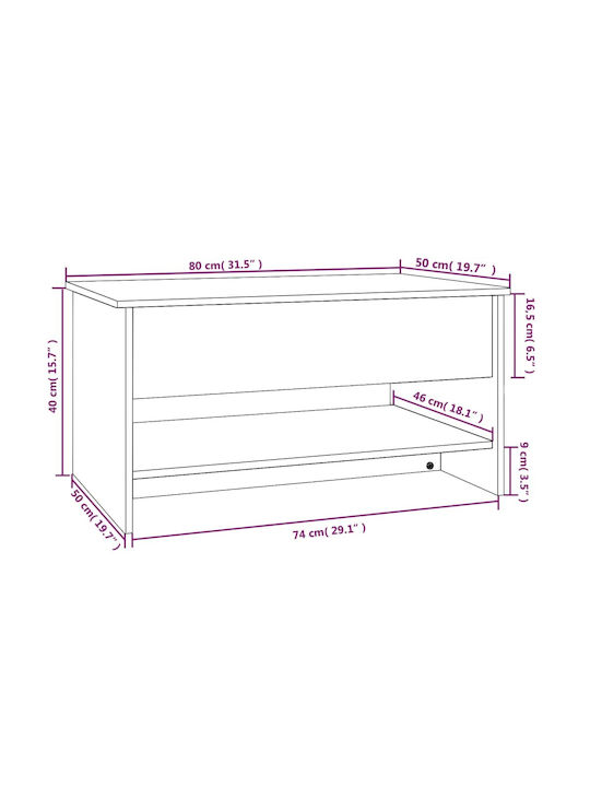 Rectangular Central Wooden Coffee Table with Lifting Mechanism Beige M80xW50xH40cm