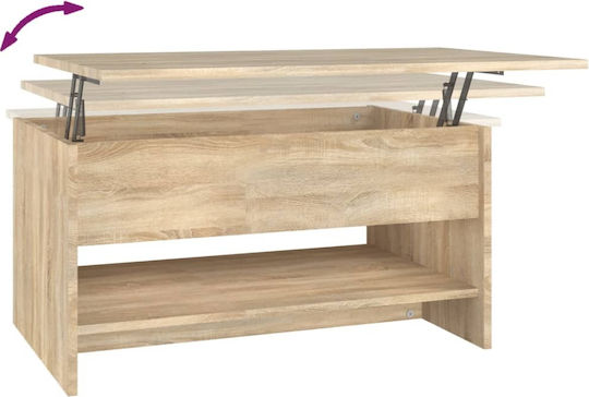 vidaXL Rechteckiges Zentral Kaffeetisch Aus Holz Mit Hebemechanismus Beige M80xB50xH40cm