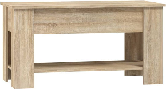 Rectangular Central Wooden Coffee Table with Lifting Mechanism Beige M101xW49xH52cm