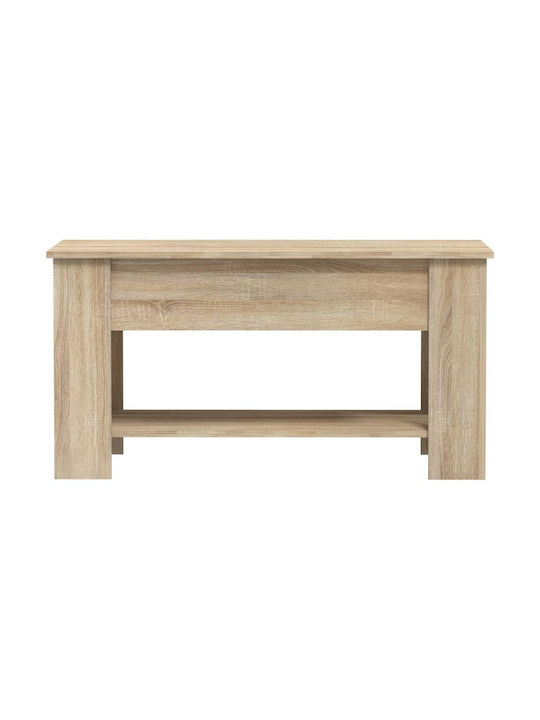 Rectangular Central Wooden Coffee Table with Lifting Mechanism Beige M101xW49xH52cm