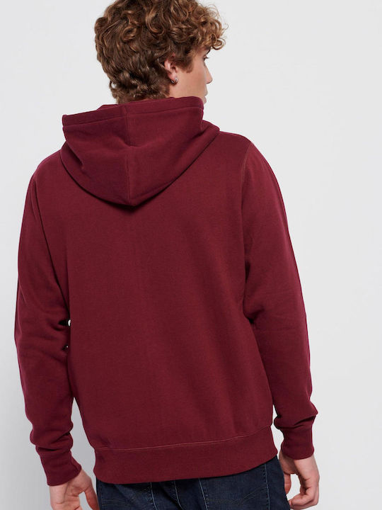 Funky Buddha Herren Sweatshirt Jacke mit Kapuze und Taschen Windsor Wine