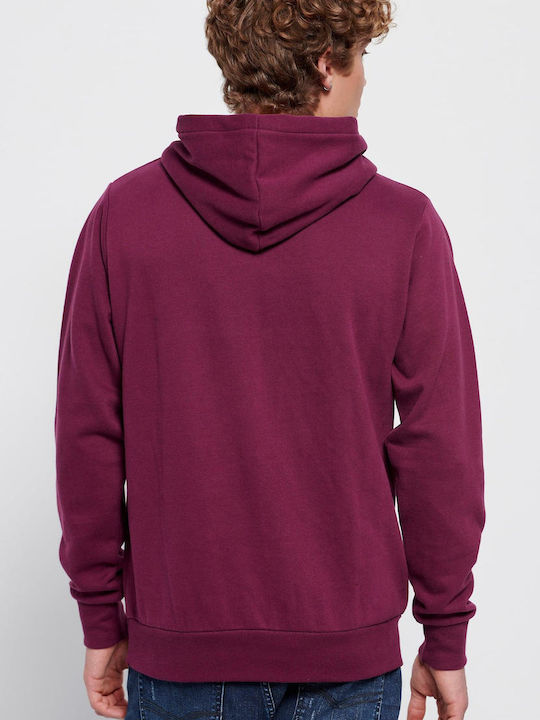 Funky Buddha Herren Sweatshirt mit Kapuze und Taschen Grape