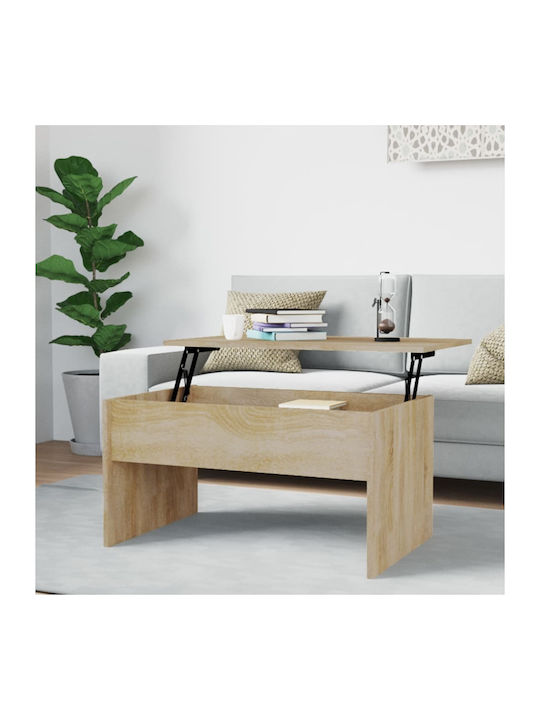 Rectangular Wooden Coffee Table with Lift Top Sonoma L80xW50.5xH41.5cm