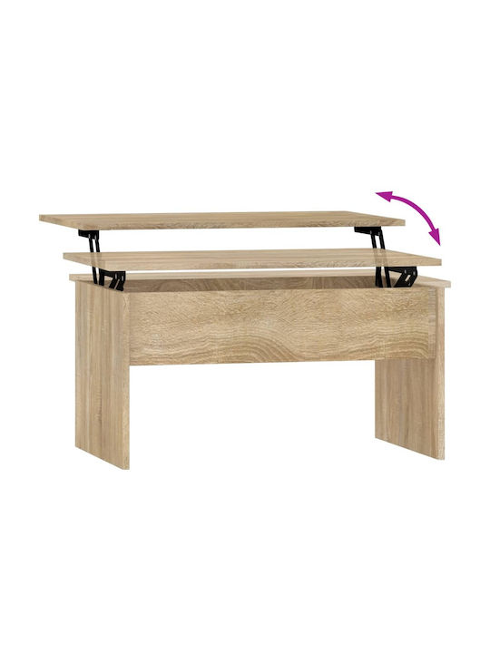 Rectangular Central Wooden Coffee Table with Lifting Mechanism Beige W80xL50.5xH41.5cm