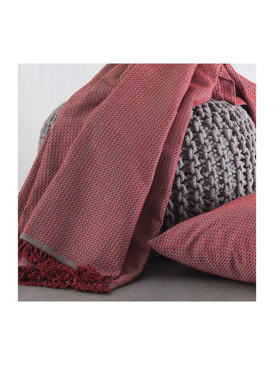 Rythmos Luna Three-Seater Sofa Throw 2 Sides Jacquard 180x280cm Burgundy