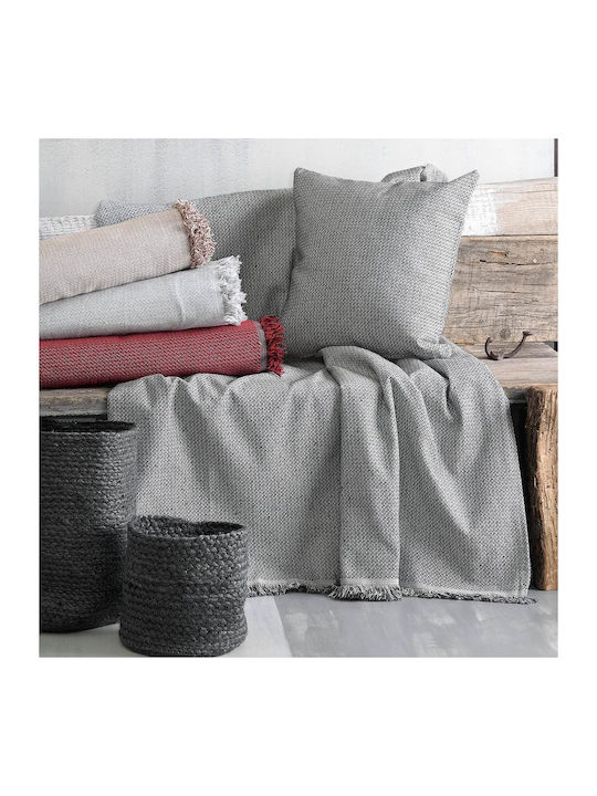Rythmos Luna Four-Seater Sofa Throw Two Sides Jacquard 180x330cm Dark Gray