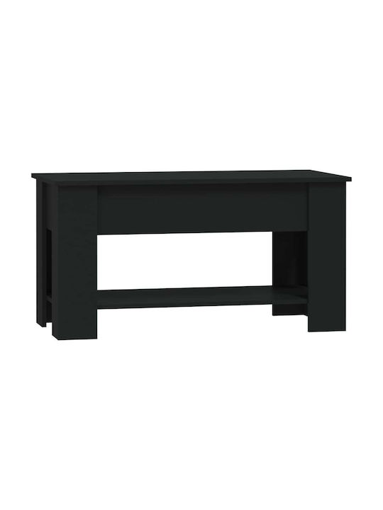Rectangular Central Wooden Coffee Table with Lifting Mechanism Black M102xW49xH42cm