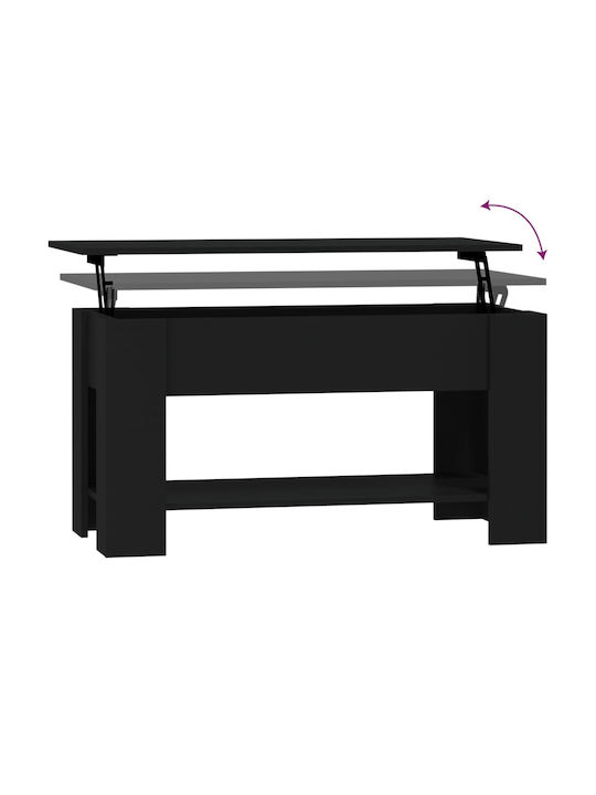 Rectangular Central Wooden Coffee Table with Lifting Mechanism Black M102xW49xH42cm