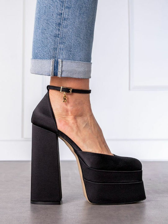 Black High Heels with Strap