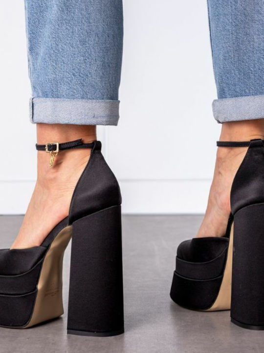 Black High Heels with Strap
