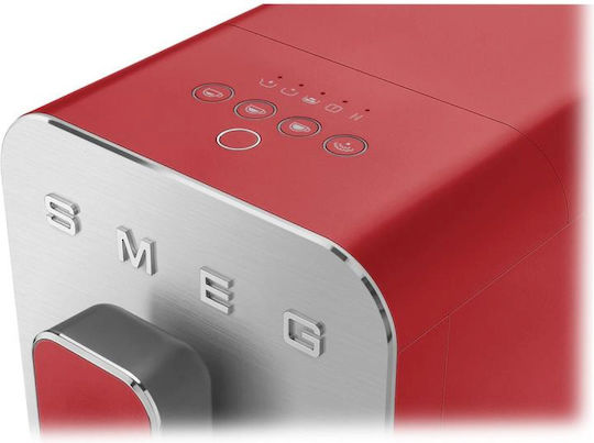 Smeg Αυτόματη Μηχανή Espresso 1350W Πίεσης 19bar με Μύλο Άλεσης Red Matt BCC02RDMEU