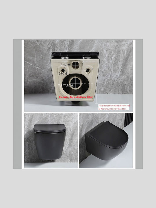 Inter Ceramic ICC Λεκάνη Κρεμαστή Rimless με Slim Κάλυμμα Duroplast Soft Close Μαύρη Inter Ceramic ICC Λεκάνη Κρεμαστή Rimless με Slim Κάλυμμα Duroplast Soft Close Μαύρη