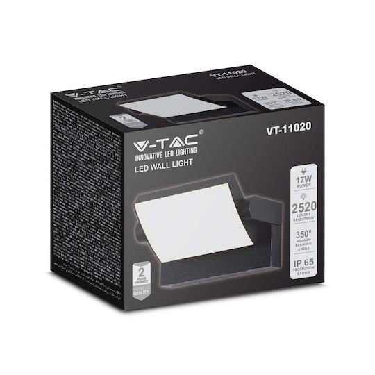 V-TAC Wandmontierte Außen-Deckenleuchte LED IP65 17W mit Natürliches Weiß Licht 21.2x16.5x10εκ.