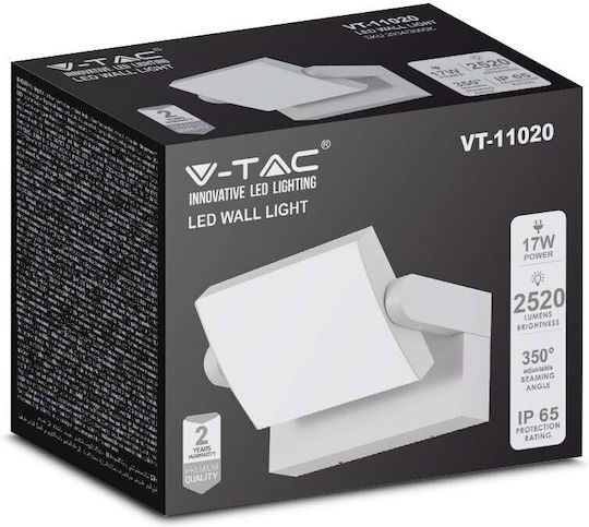 V-TAC Стенен Външен Плафон LED IP65 17W с Топло бяло Светлина 21.2x16.5x10εκ.
