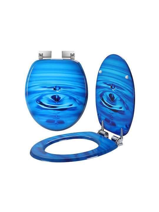 Bakaji Toilettenbrille Soft-Close Hölzernes 43.5x37.5cm Blau