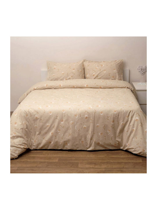 Viopros Duvet Cover Set Cotton Single with Pillowcase 160x240 Milan Beige
