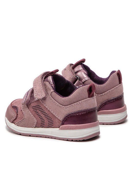 Geox Rishon Kids Anatomic Sneakers for Girls with Hoop & Loop Closure Pink